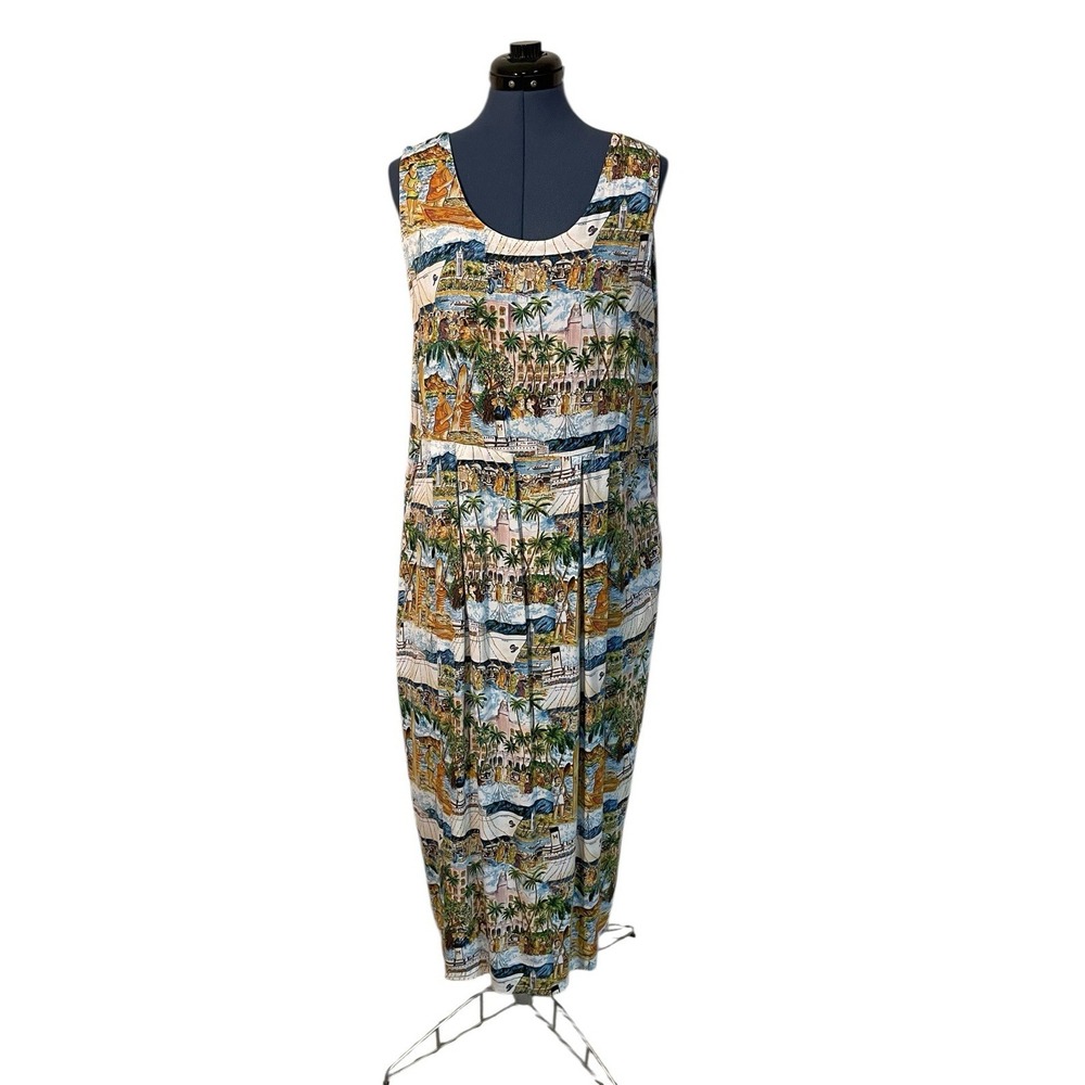 VTG Reyn Spooner Guy Buffet Womens Sleeveless Hawaiian Waikiki Maxi Dress XL